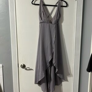 NWT Lush Lavender Grey Satin Wrap Dress Small